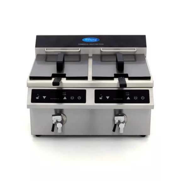 Maxima Fritőz 2 x 8L lefolyócsappal - indukciós - dupla kosárral – 09371095 Maxima Fritőz 2 x 8L lefolyócsappal - indukciós - dupla kosárral – 09371095