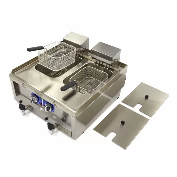 Maxima Fritőz - 2 x 10L - 2 kosár - lefolyócsappal - 400V – 09391650 Maxima Fritőz - 2 x 10L - 2 kosár - lefolyócsappal - 400V – 09391650
