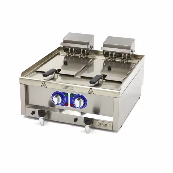 Maxima Fritőz - 2 x 10L - 2 kosár - lefolyócsappal - 400V – 09391650 Maxima Fritőz - 2 x 10L - 2 kosár - lefolyócsappal - 400V – 09391650
