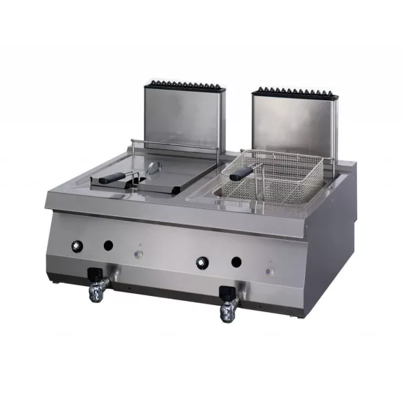 Maxima Nagy teherbírású fritőz - 2 x 12L - gáz - dupla egység - lefolyócsappal - 70cm mélységű – 09395003 Maxima Nagy teherbírású fritőz - 2 x 12L - gáz - dupla egység - lefolyócsappal - 70cm mélységű – 09395003