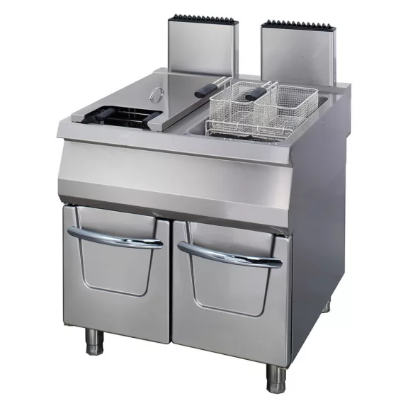 Maxima Prémium fritőz - 2 x 22L - Gáz - Dupla egység - lefolyócsappal - 90cm mélyen – 09398606 Maxima Prémium fritőz - 2 x 22L - Gáz - Dupla egység - lefolyócsappal - 90cm mélyen – 09398606