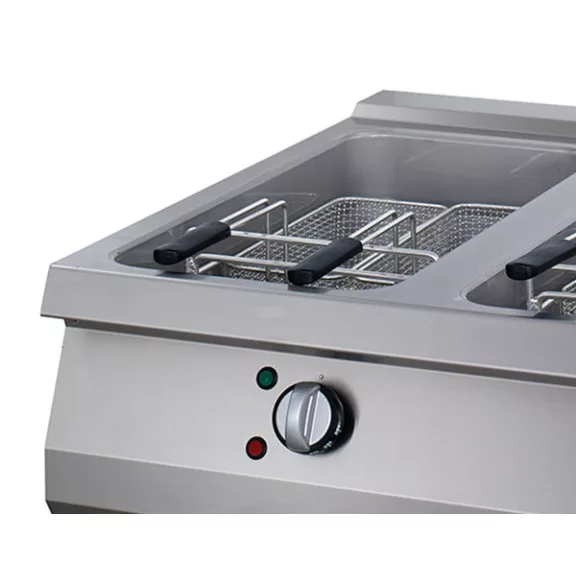 Maxima Premium Fritőz - 2 x 22L - Elektromos - Dupla egység - lefolyócsappal - 90cm mélységű – 09398608 Maxima Premium Fritőz - 2 x 22L - Elektromos - Dupla egység - lefolyócsappal - 90cm mélységű – 09398608