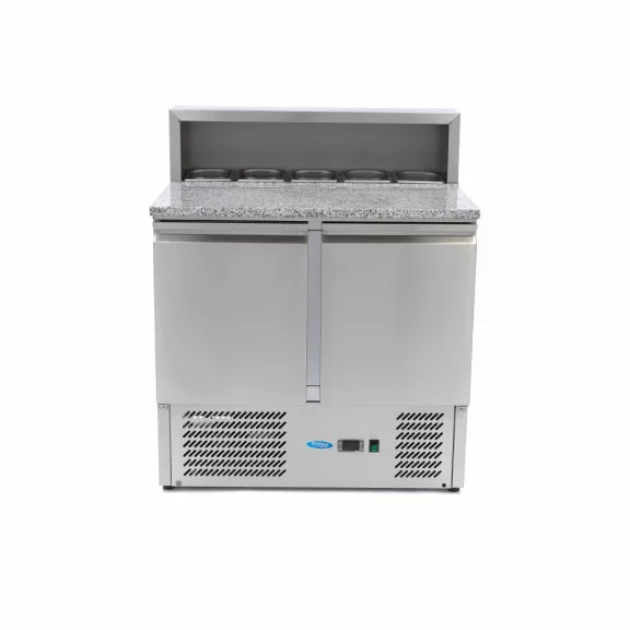 Maxima Pizza előkészítő hűtött munkaasztal 2 ajtóval - 90cm -285L – 09400200