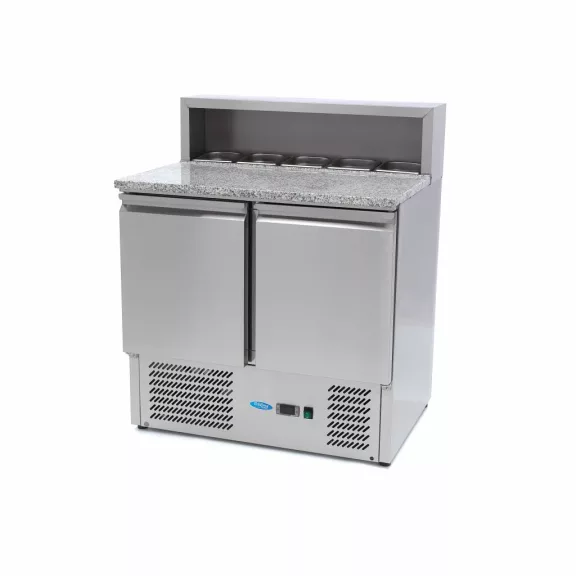 Maxima Pizza előkészítő hűtött munkaasztal 2 ajtóval - 90cm -285L – 09400200
