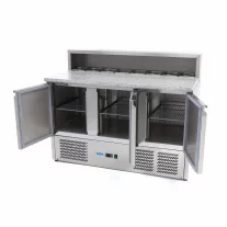 Maxima Pizza előkészítő hűtött munkaasztal - 3 ajtó - 136,5cm - 400L – 09400205