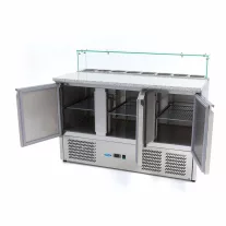 Maxima Pizza előkészítő hűtött munkaasztal 3 ajtóval - 137cm - 400L – 09400208