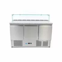 Maxima Pizza előkészítő hűtött munkaasztal 3 ajtóval - 137cm - 400L – 09400208