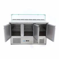 Maxima Pizza előkészítő hűtött munkaasztal 3 ajtóval - 137cm - 400L – 09400208