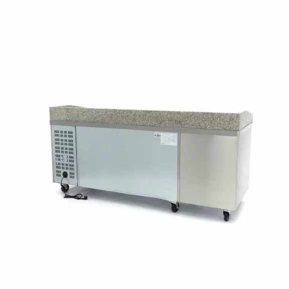Maxima Pizza előkészítő hűtött munkaasztal 2 ajtóval - 202cm - 780L - 7 fiókos – 09400210
