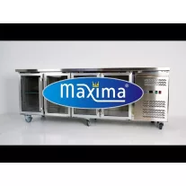 Maxima Hűtött munkaasztal - 223cm - 4 üvegajtók – 09400409
