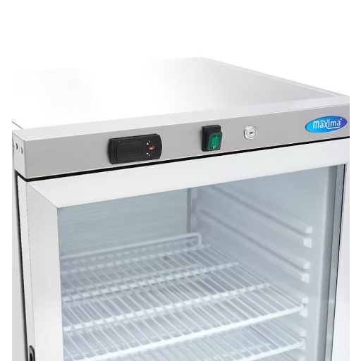 Hűtőszekrény - 200L - Rozsdamentes Acél - Üvegajtóval