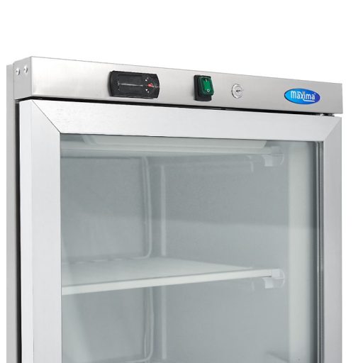 Fagyasztószekrény - 400L - Rozsdamentes Acél - Üvegajtóval