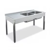   Mosogató kétmedencés, bal oldali csepegtetővel, 1200x600 mm lefolyó átm: 90 mm