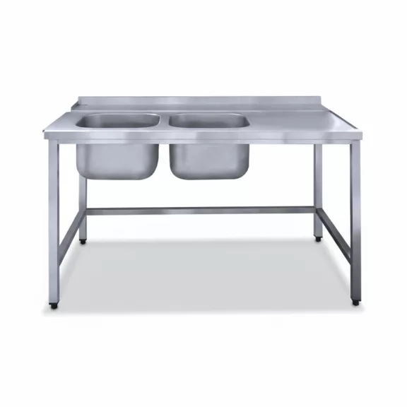 Befutóasztal 2 medencével, átfutó rendszerű géphez, jobbról- balra 1400x800x850 mm Befutóasztal 2 medencével, átfutó rendszerű géphez, jobbról- balra 1400x800x850 mm