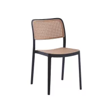 Retro Boho fonott rusztikus szék – fekete-bézs – 5167