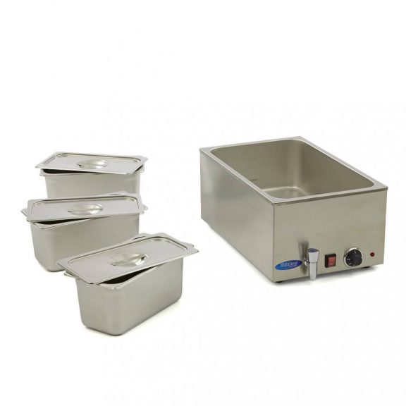 Maxima Bain Marie leeresztő csappal és 3 x 1/3 GN szettel