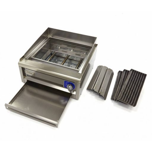 Kereskedelmi minőségű grillsütő - gáz - dupla egység - 60cm mélységű