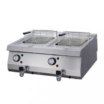   Nagy teherbírású fritőz - 2 x 12L - Elektromos - Dupla egység - lefolyócsappal - 70cm mélységű