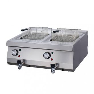   Nagy teherbírású fritőz - 2 x 12L - Elektromos - Dupla egység - lefolyócsappal - 70cm mélységű