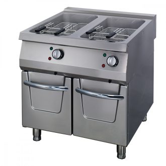   Premium Fritőz - 2 x 22L - Elektromos - Dupla egység - lefolyócsappal - 90cm mélységű