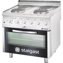 Stalgast Ipari elektromos tűzhely, 4 főzőlapos, elektromos sütővel, 17,4 kW – 9715000