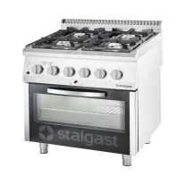 Stalgast Ipari PB-gázüzemű tűzhely, 4 égős, elektromos sütővel, 22,5 kW, G30, 800 mm × 700 mm – 9716230