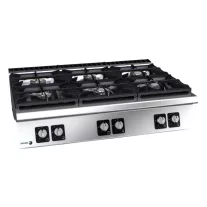 Fagor hatzónás asztali gázüzemű tűzhely, nagy teljesítményű égőkkel (5 × 8 kW + 1 × 10,2 kW), 50,2 kW – C-G960-H