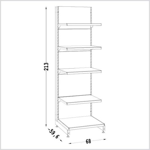 Bolti polc - polcrendszer 210 x 68 cm