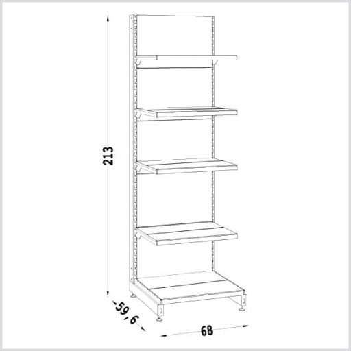 Bolti polc - polcrendszer 210 x 68 cm