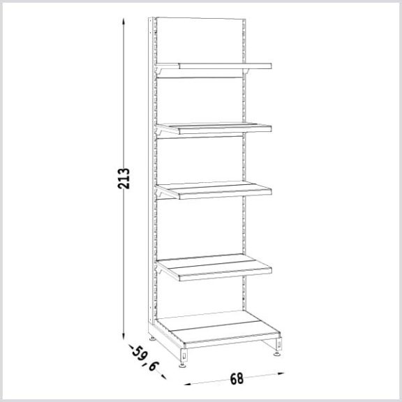 Bolti polc - polcrendszer 210 x 68 cm