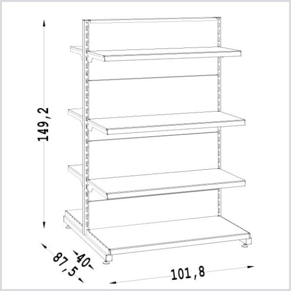 Bolti Gondola polc, 150 cm