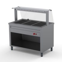   Melegentartó pult 3xGN1/1 egyenes üveges felépítménnyel 1150 mm fűtőszálas