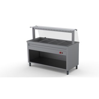   Melegentartó pult 4xGN1/1 egyenes üveges felépítménnyel 1500 mm fűtőszálas