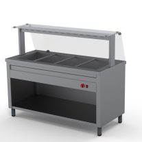   Melegentartó pult 4xGN1/1 egyenes üveges felépítménnyel 1500 mm fűtőpaplanos