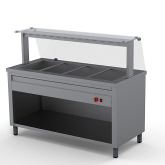  Melegentartó pult 4xGN1/1 egyenes üveges felépítménnyel 1500 mm fűtőpaplanos