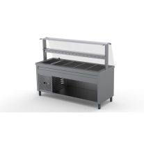   Hűtőpult 5xGN1/1 egyenes üveges felépítménnyel köztes üvegpolccal 1800 mm