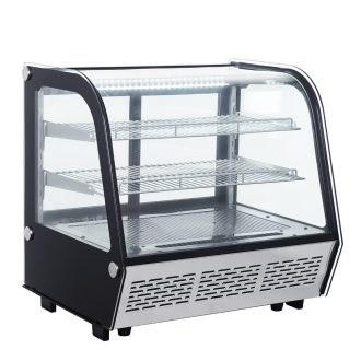   Bemutató hűtővitrin hajlított üvegű ledes világítással 120 liter inox Ferrara-Cool