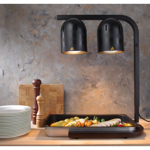 2 lámpás infravörös melegentartó híd – Fekete – 230V / 500W – 453x360x(H)790 mm - HENDI 273913