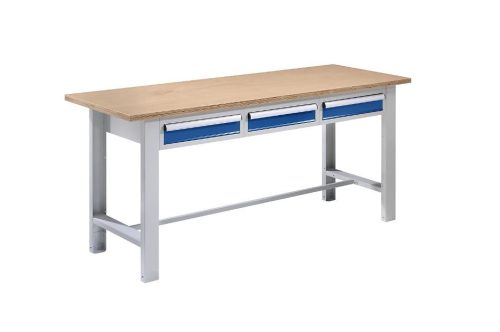 Elemes rendszerű munkapad – eurokraft basic lapszélesség 1850 mm, 3 fiók