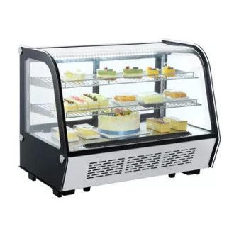  Bemutató hűtővitrin, hajlított üvegű, ledes világítással 160 liter inox Ferrara-Cool
